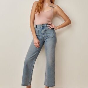 REFORMATION ALYSSA PATCH POCKET HIGHRISE WIDE LEG DENIM JEANS ✨ 28 Anguilla